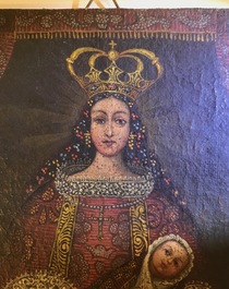 &Eacute;cole de Cuzco, P&eacute;rou: La Vierge de Bel&eacute;n, huile sur toile, 18&egrave;me